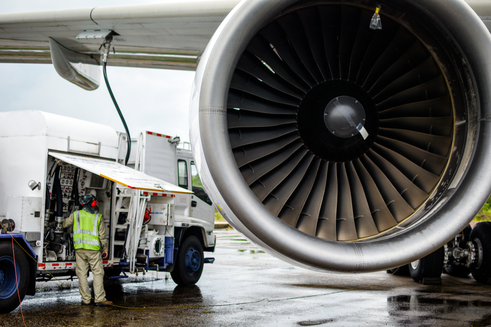 Plane being refuelled