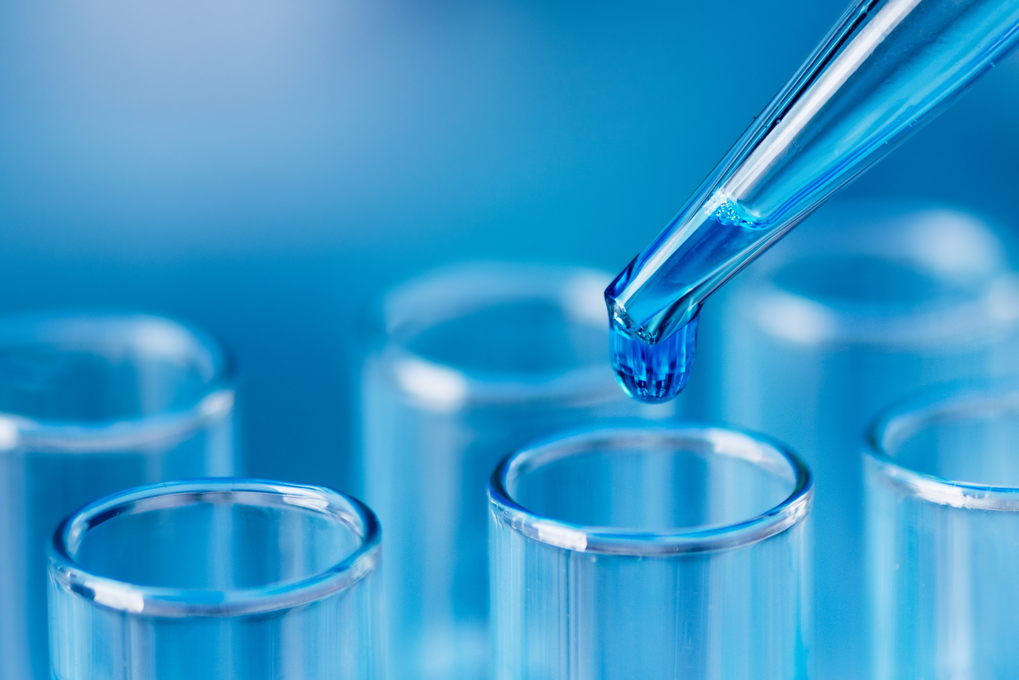 SAF testing image : test tubes with liquid from a pipette